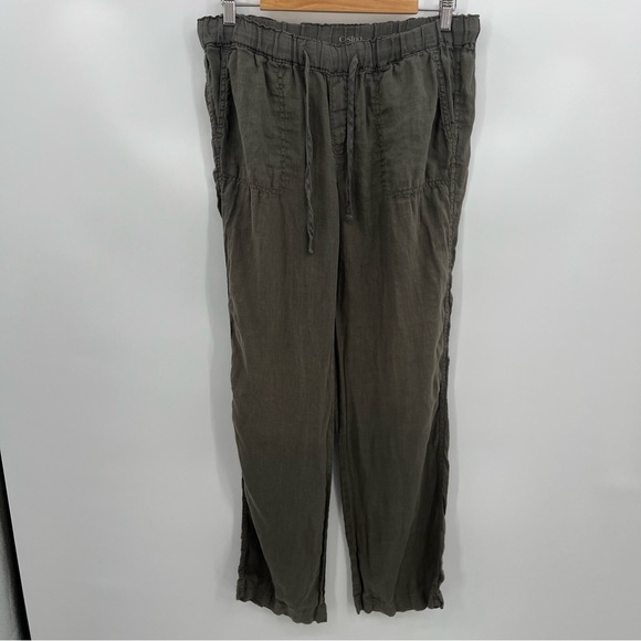 Caslon Khaki Green Linen Pull On Pant - Picture 1 of 10